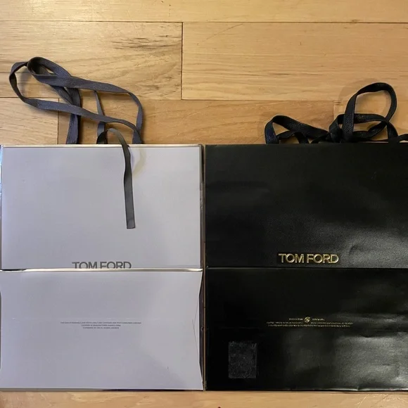 Tom Ford Black and White Shopping Tote Bags with Metallic Logos - Picture 2 of 2